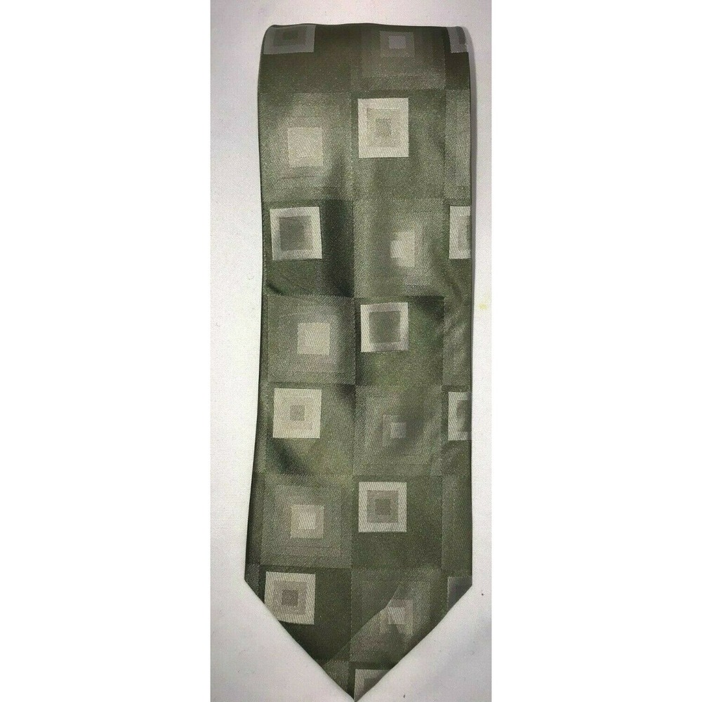 NOS Pierre Cardin  Shades of Silver Squares Silk Neck‎ Tie 58" long